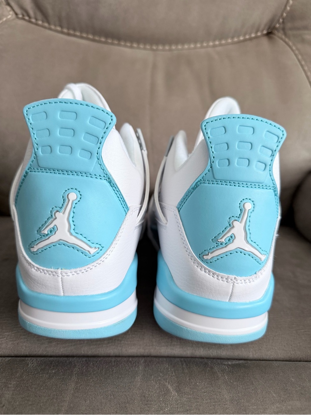 Jordan White and Light Blue Retro Sneakers - Picture 3 of 4